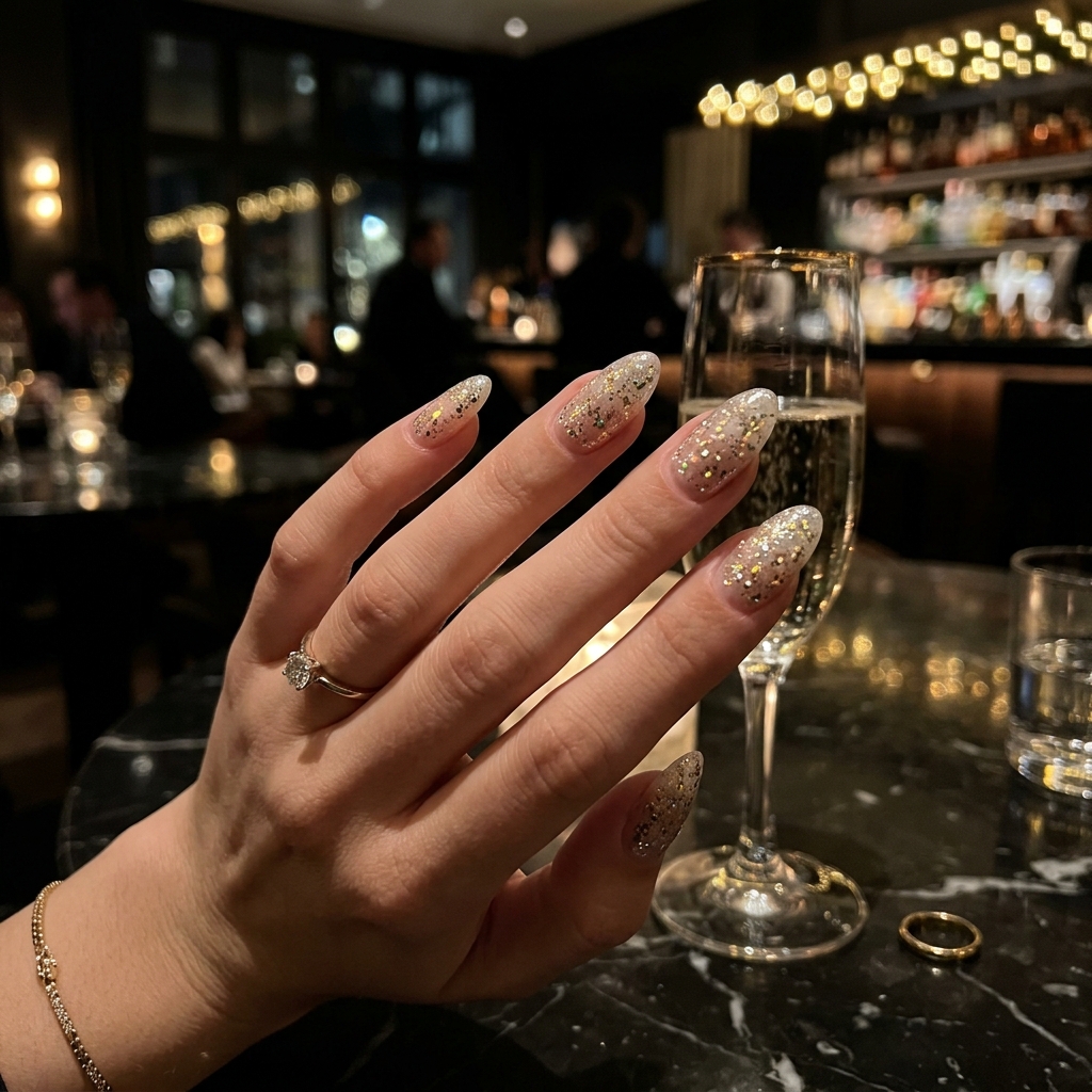 Frosted Glitter Icy Nails Idea