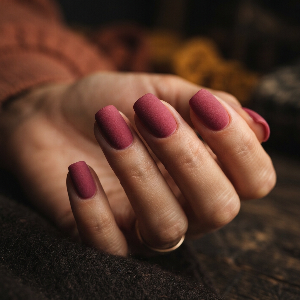 30 Pink Valentines Day Nails Ideas You'll Love 24 Deep Rose Matte Nails Idea