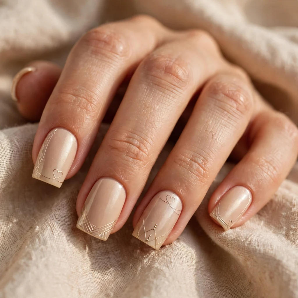 Champagne Valentine Nails Idea