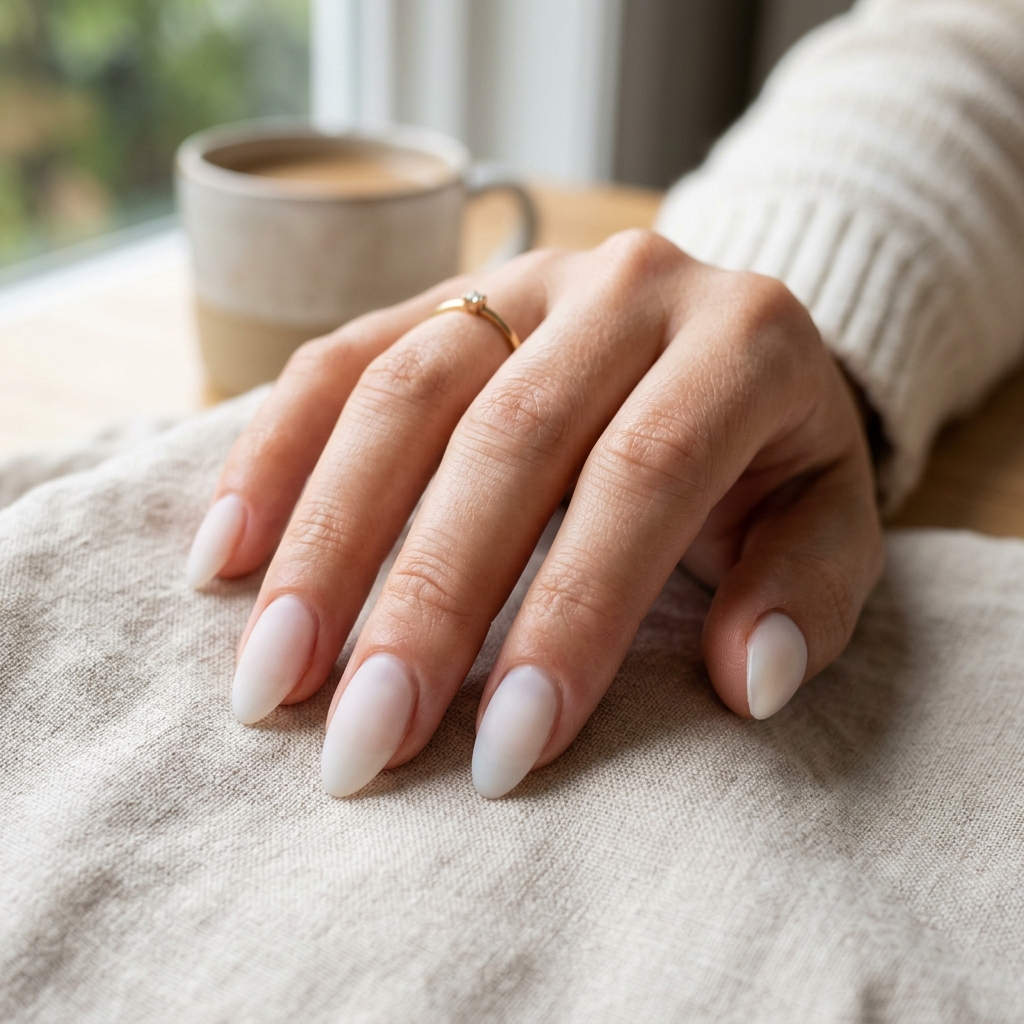Milky White Icy Nails Idea