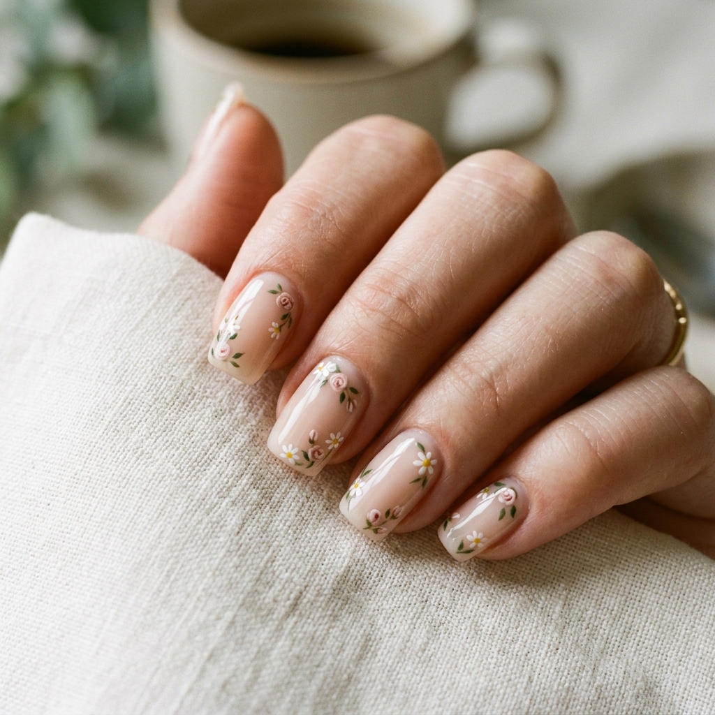 Ditsy Floral Nails Idea