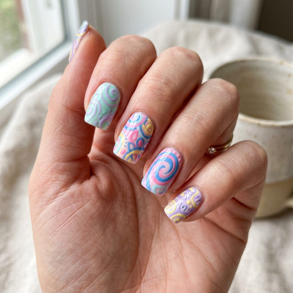 Cute Swirl Nail Art Idea