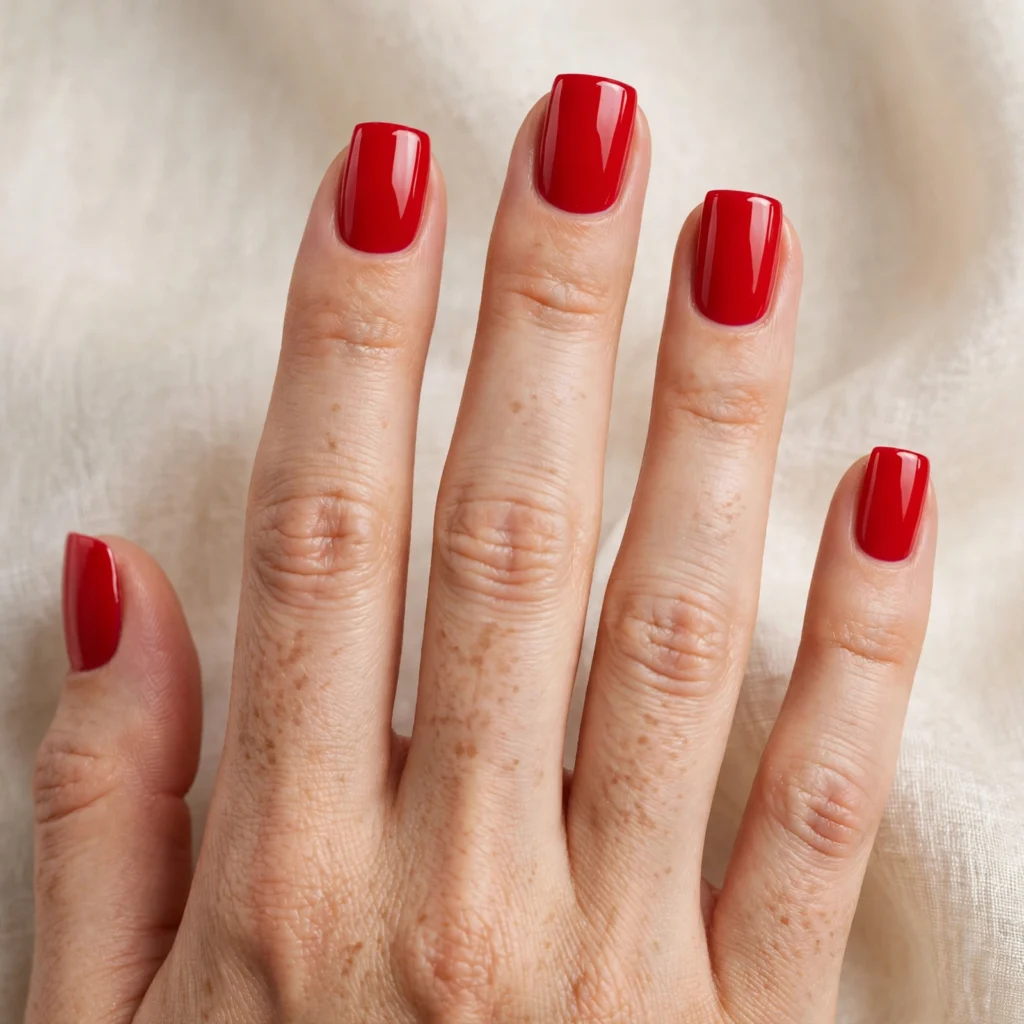 Cherry Red Square Nails Idea
