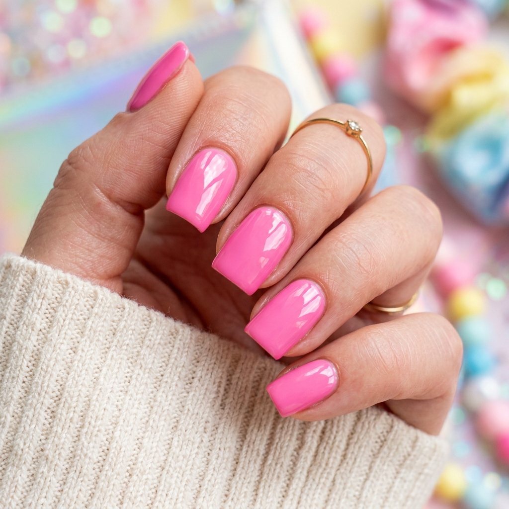 Bubblegum Pink Nails Idea