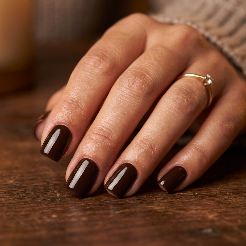 Dark Chocolate Nails Idea