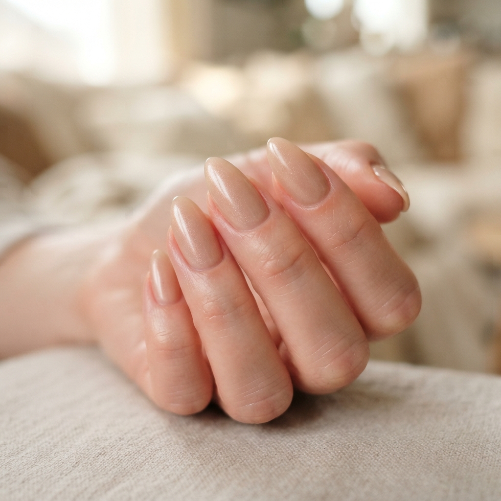 30 Neutral Almond Nails Ideas You'll Want to Save 29 Neutral Almond Nails with Subtle Shimmer Idea