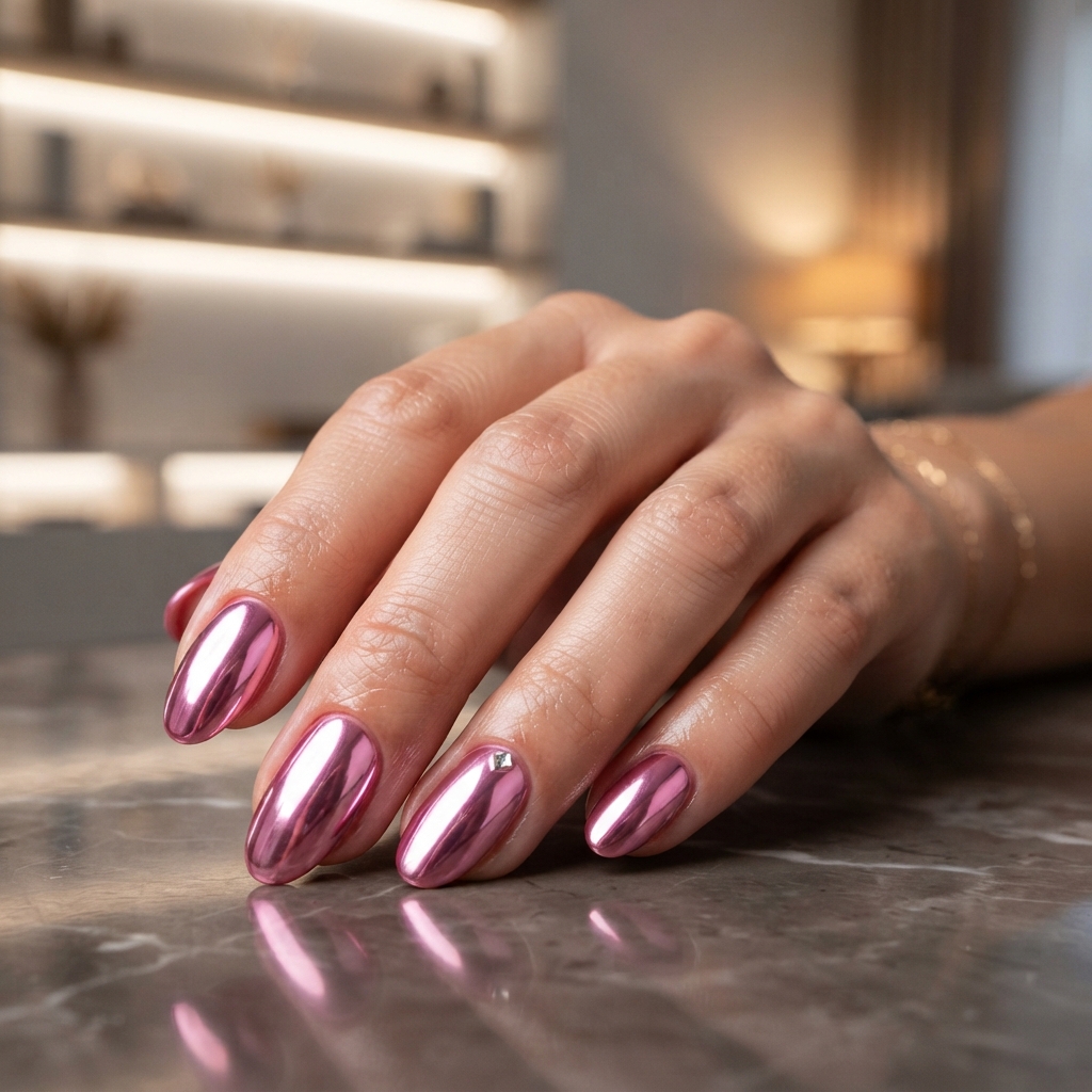 30 Pink Valentines Day Nails Ideas You'll Love 30 Metallic Pink Valentines Nails Idea