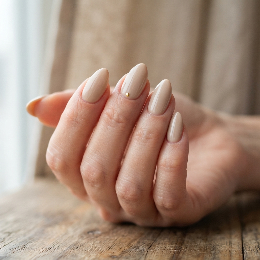 30 Neutral Almond Nails Ideas You'll Want to Save 31 Neutral Almond Nails with Minimal Accent Idea