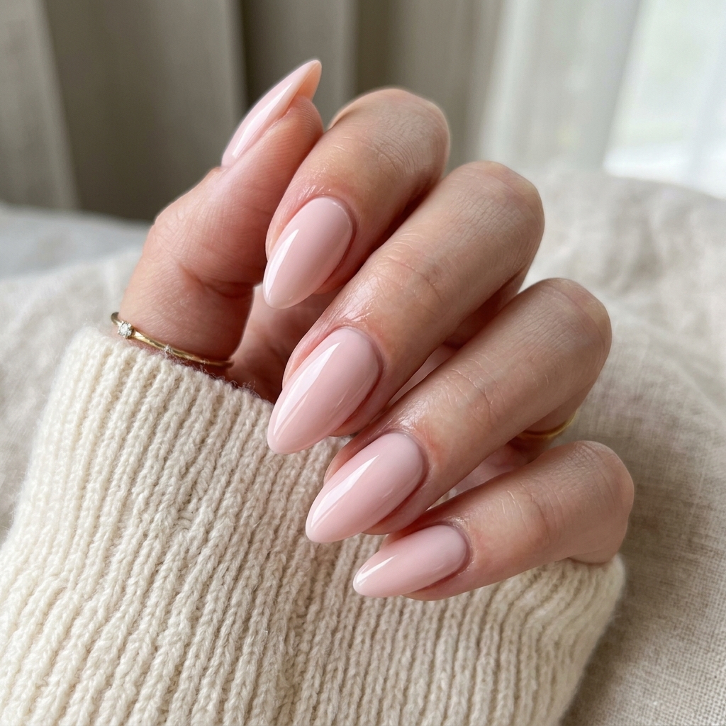 Glossy Almond Shape Classy Baddie Nails Idea