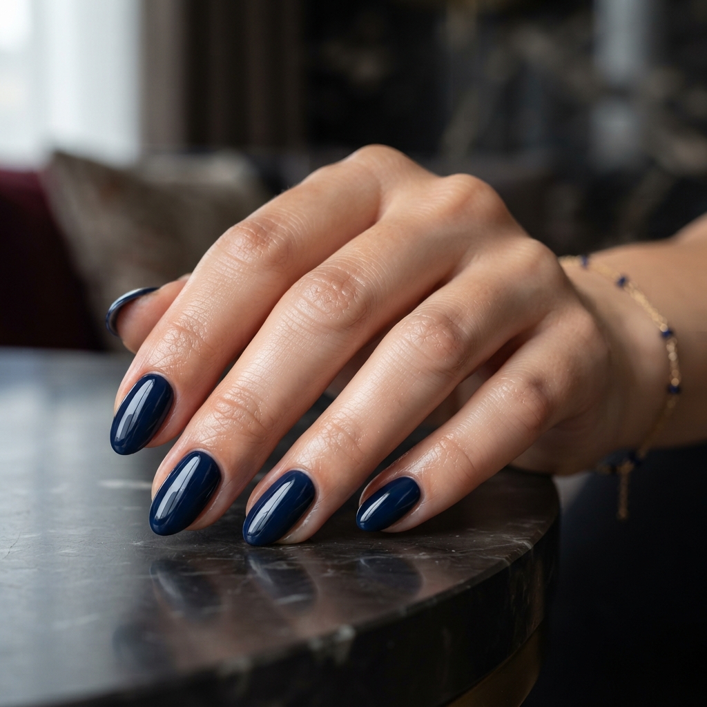 30 Winter Gel Nails Ideas You'll Want to Save 6 Navy Blue Winter Gel Nails Idea