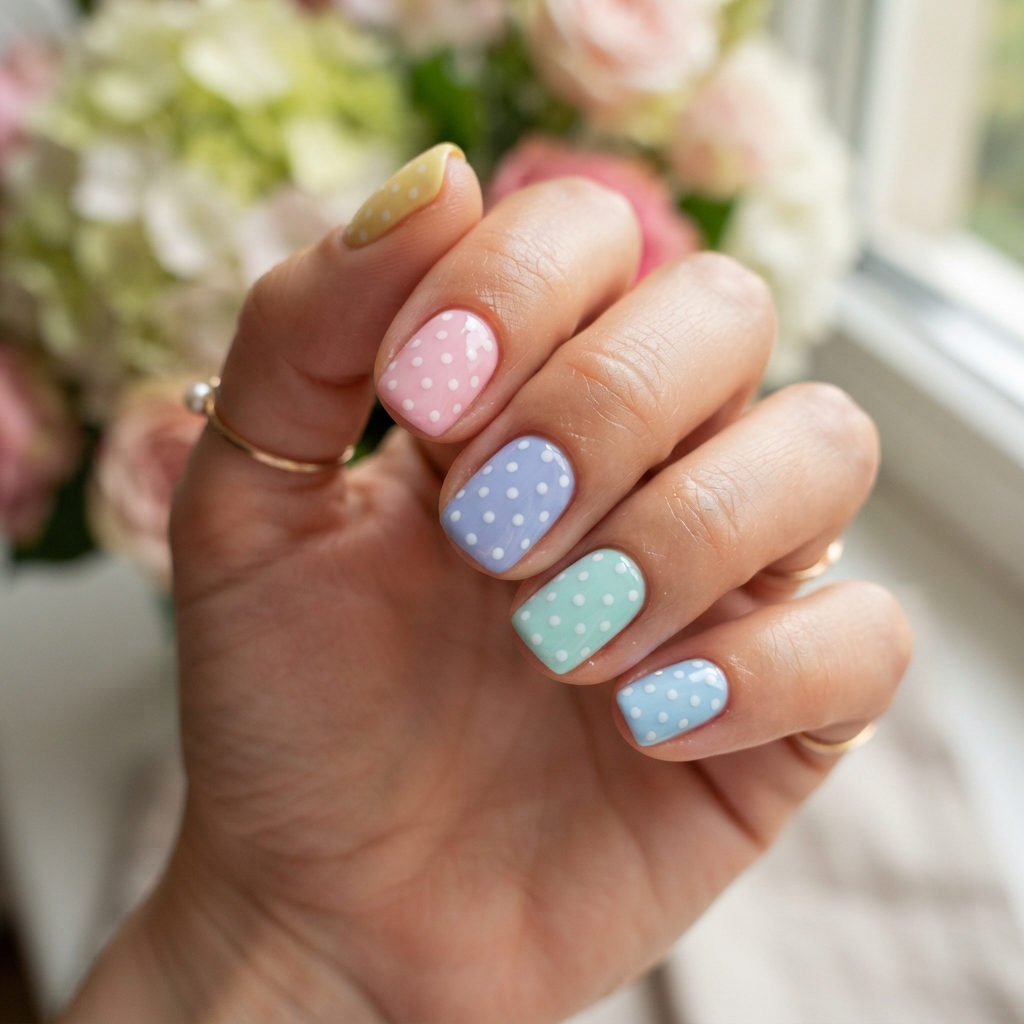 Polka Dot Really Cute Nails Idea