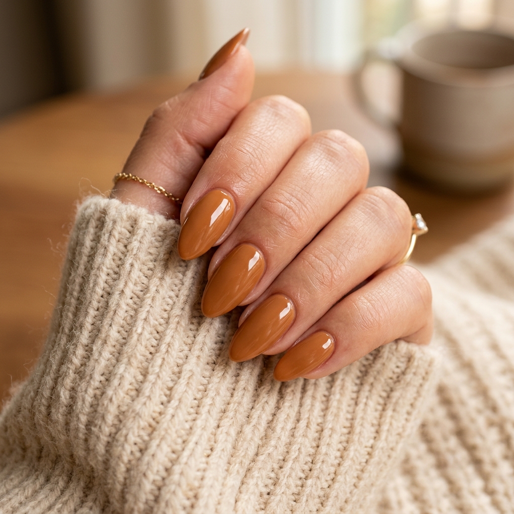 30 Neutral Almond Nails Ideas You'll Want to Save 8 Warm Caramel Almond Nails Idea