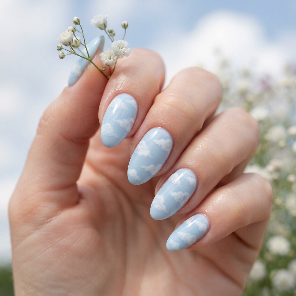 Cloud Nail Art Idea