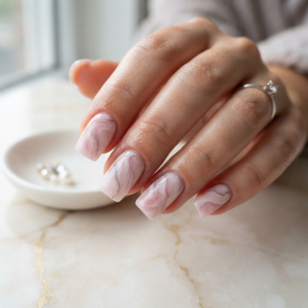 30 Pink Valentines Day Nails Ideas You'll Love 10 Marble Pink Valentines Day Nails Idea