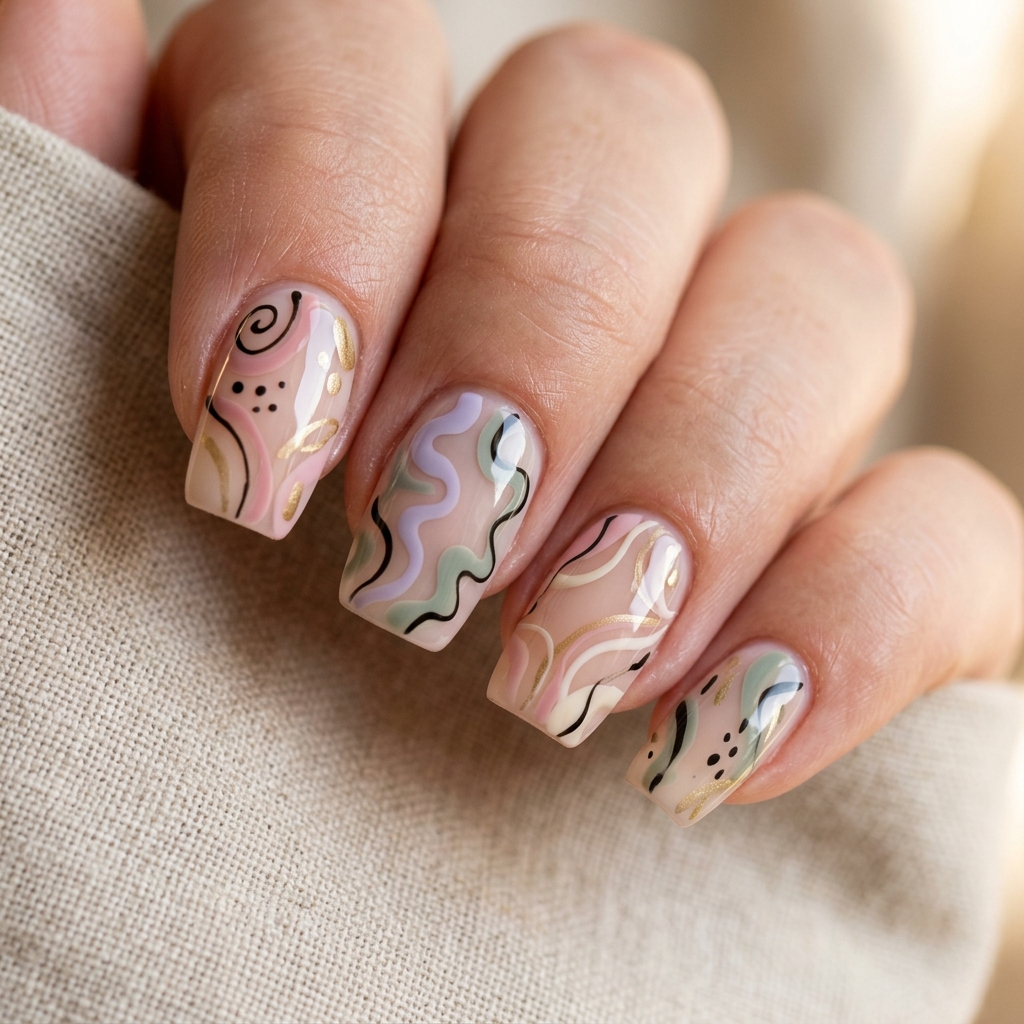 Abstract Line Spring Nails Ideas