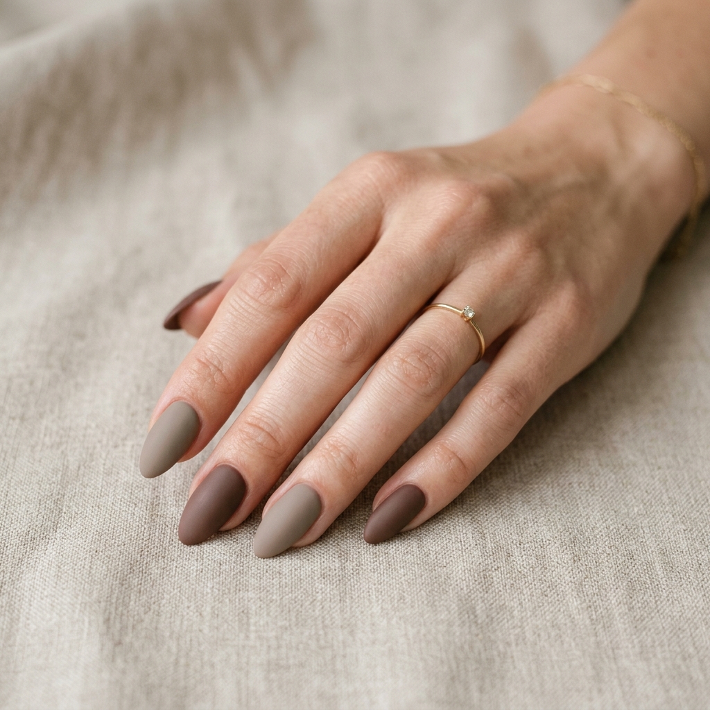 30 Simple Almond Nails Ideas That Never Go Out of Style 11 Neutral Tone Almond Nails Idea