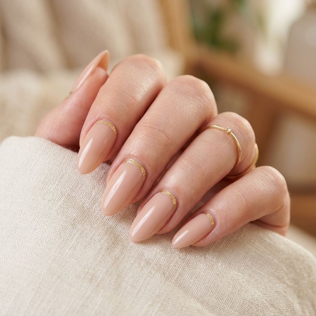 30 Simple Almond Nails Ideas That Never Go Out of Style 18 Almond Nails With Gold Accents Idea