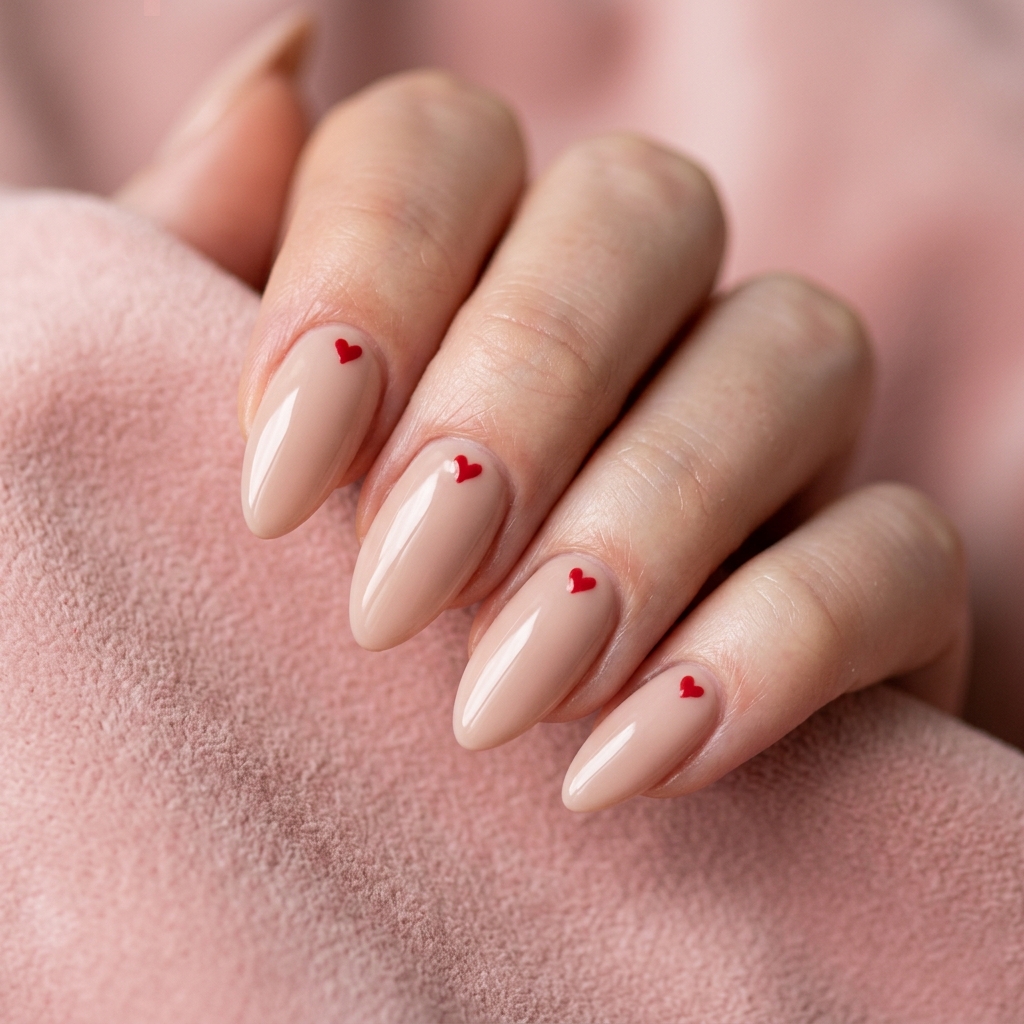 30 Simple Almond Nails Ideas That Never Go Out of Style 21 Almond Nails With Tiny Hearts Idea