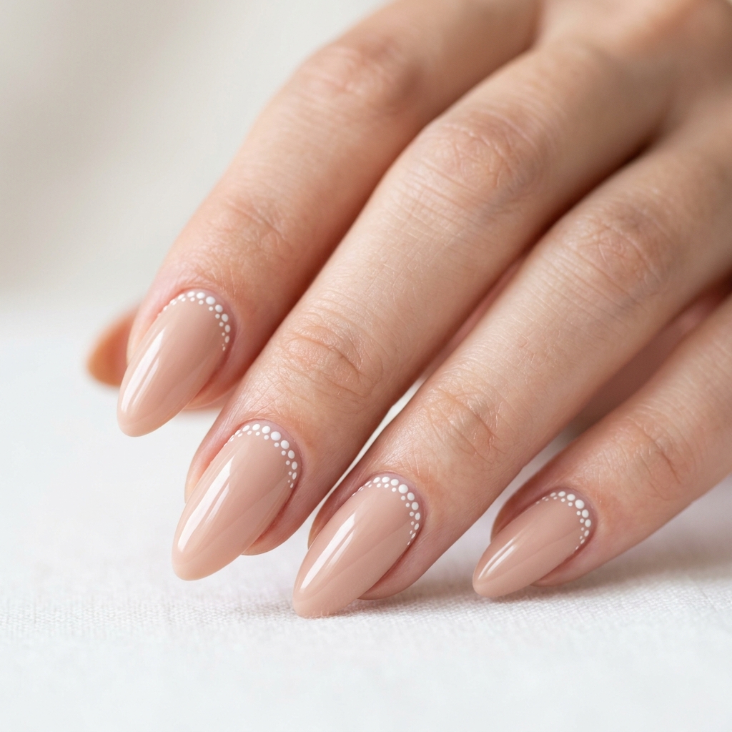 30 Simple Almond Nails Ideas That Never Go Out of Style 22 Dotted Simple Almond Nails Idea