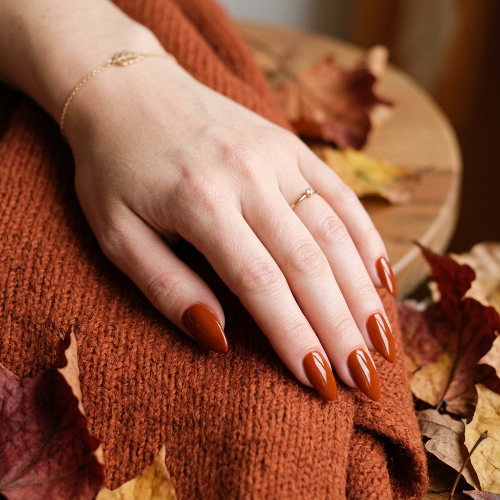 Autumn Nails Ideas: 30 Warm and Creative Ways to Style Your Manicure 26 Almond Shape Autumn Nails Idea