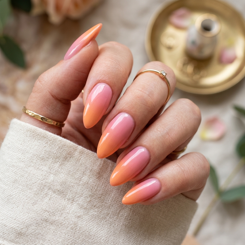 30 Pink and Orange Nails Ideas 25 Almond Shape Pink and Orange Nail Ideas