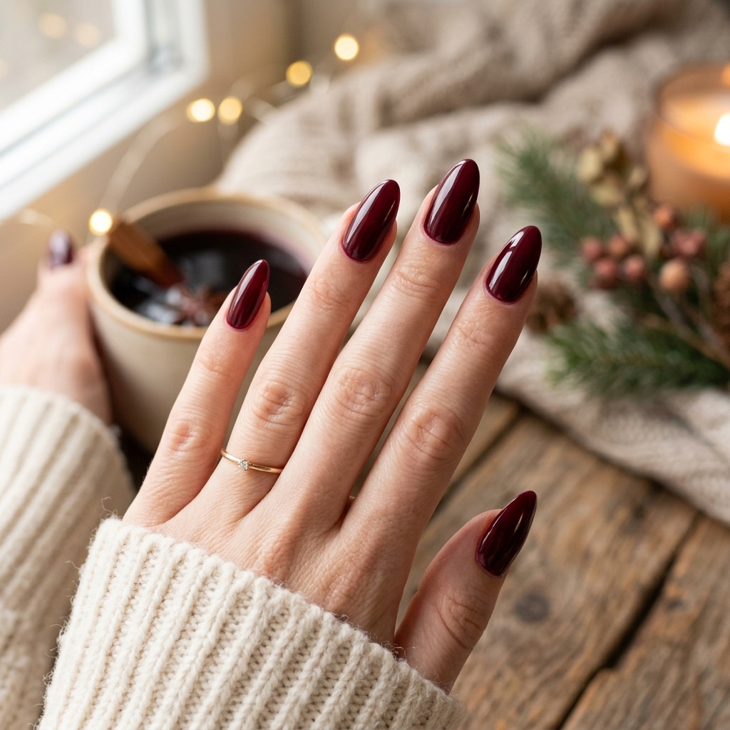 Almond Shape Winter Nail Idea