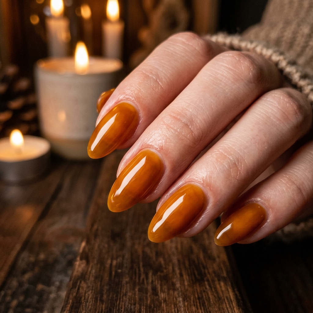 30 November Nails Inspo: Thanksgiving Ready Manicures You'll Love 22 Amber Glow November Nails Ideas
