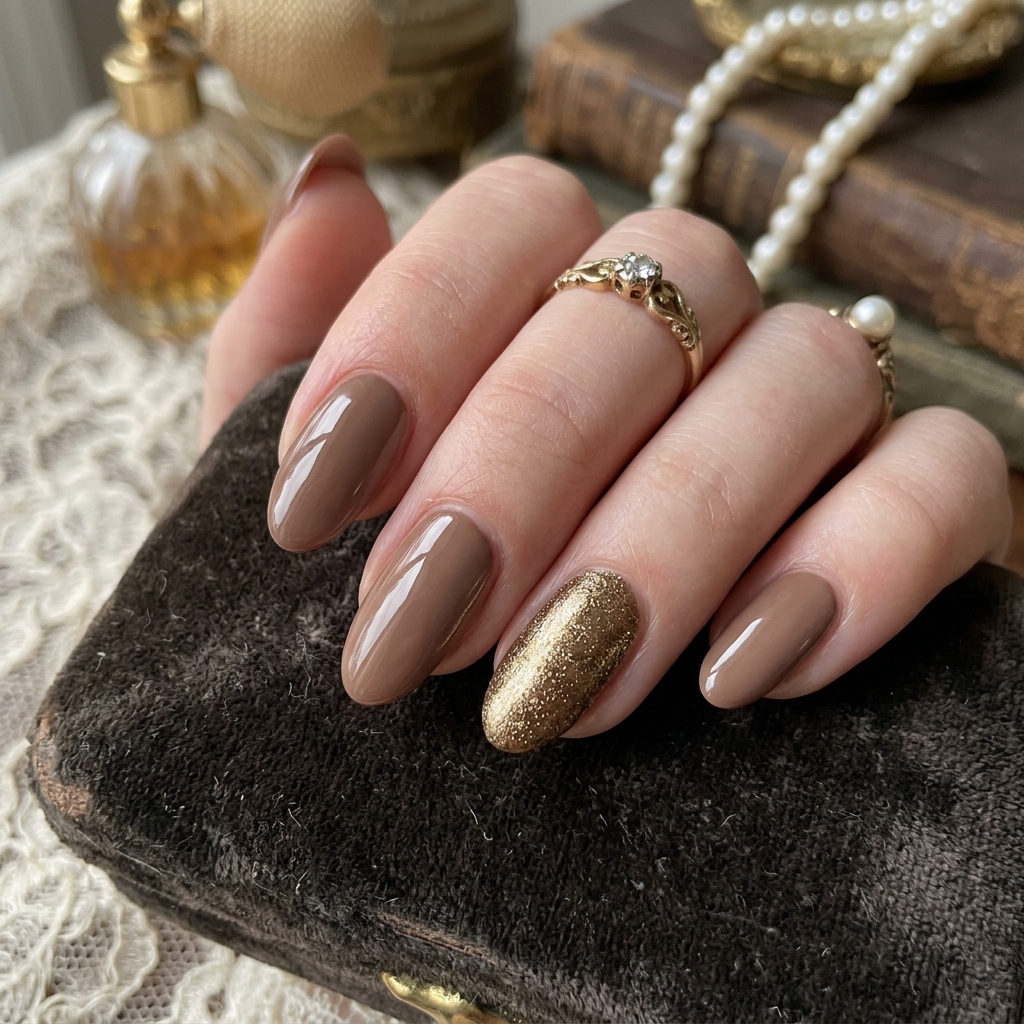 Antique gold accent nails 202607121855