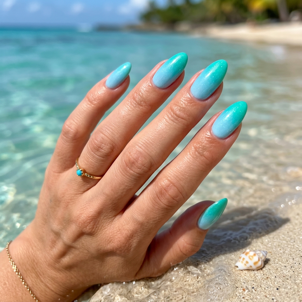 Light Blue Nails 30: Shades, Designs & Inspo for Every Style 18 Aqua Blue Ombre Nails Ideas
