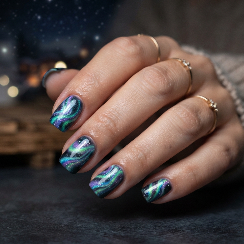 30 Winter Wonderland Nails Ideas You'll Want to Save 25 Aurora Borealis Nail Ideas