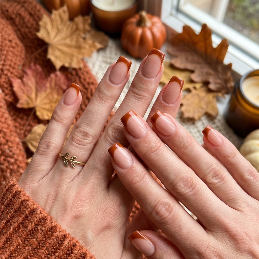 Autumn Nails Ideas: 30 Warm and Creative Ways to Style Your Manicure 14 French Tip Autumn Nails Idea