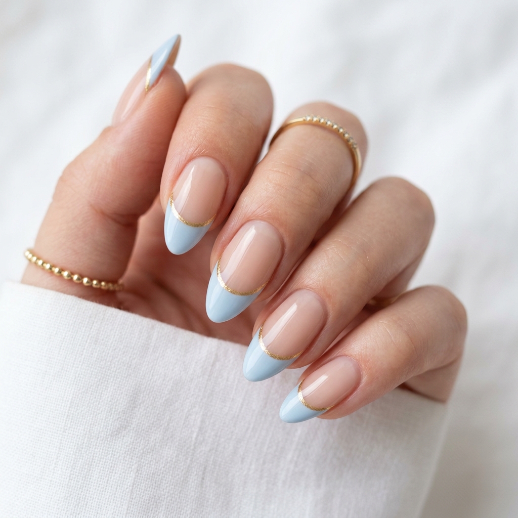Baby Blue French Nail Ideas