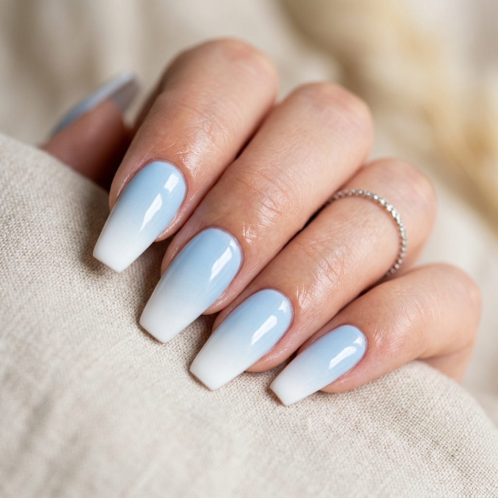 30 Pastel Nails Ideas 3 Baby Blue Ombre Nails Idea