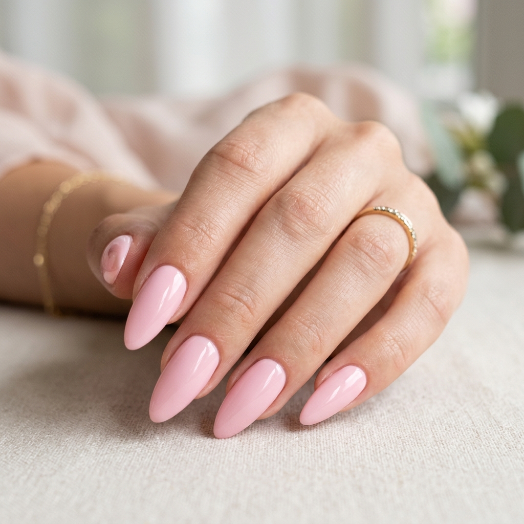 Baby Pink Almond Shape Nails Ideas