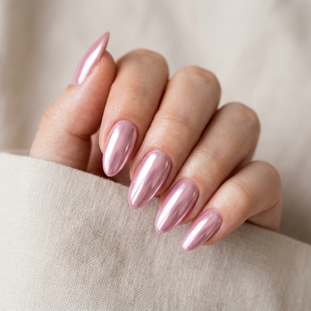 Baby Pink Chrome Nails Ideas