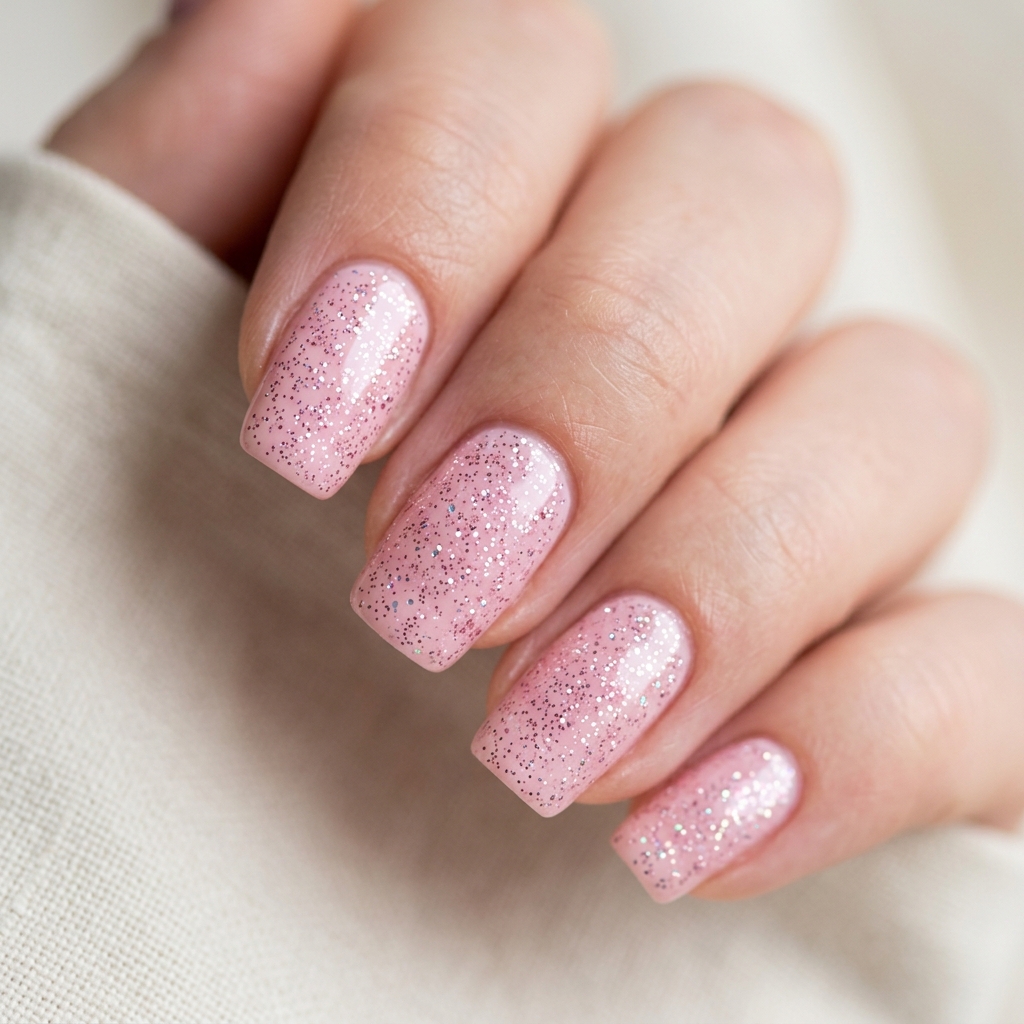 Baby Pink Glitter Nails Ideas
