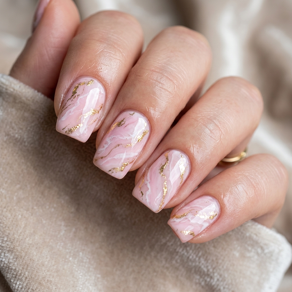 Baby Pink Marble Nails Ideas