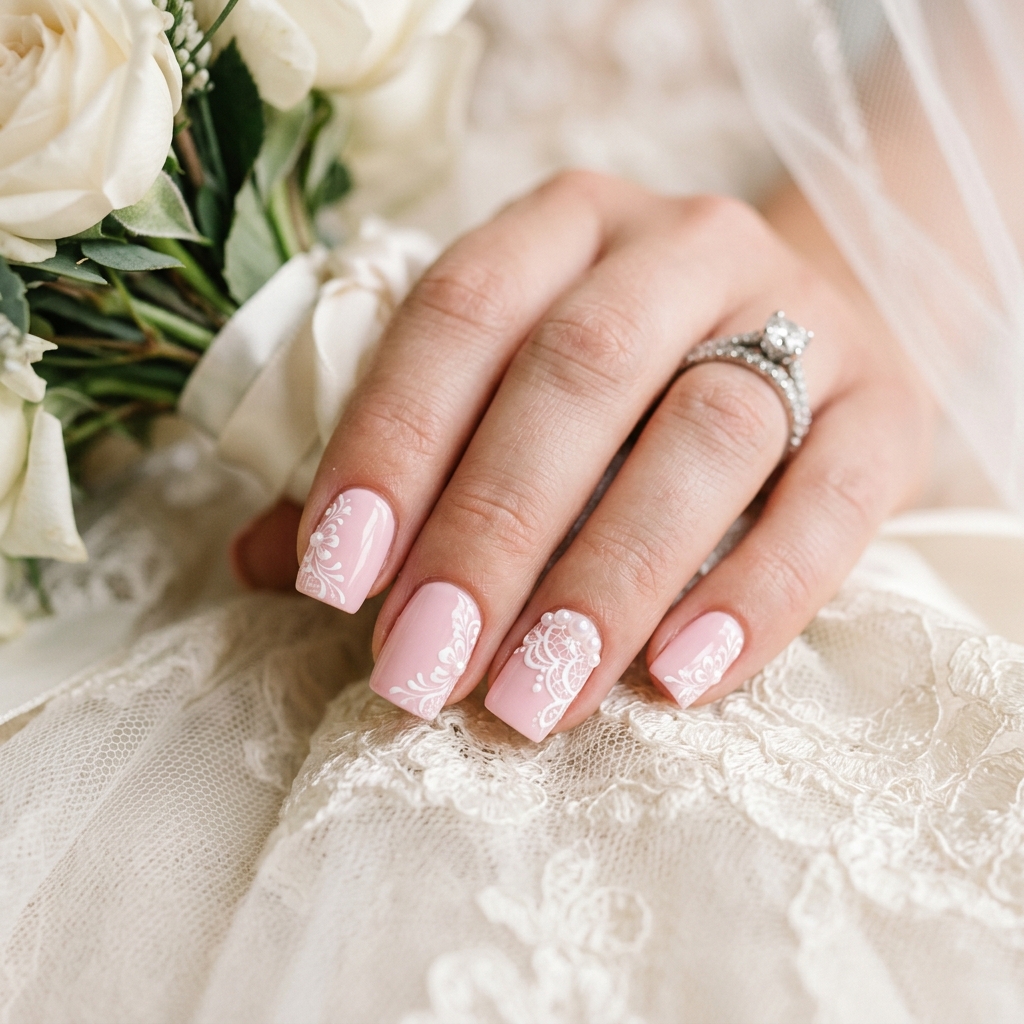 Baby Pink Nails For Bridal Looks Ideas