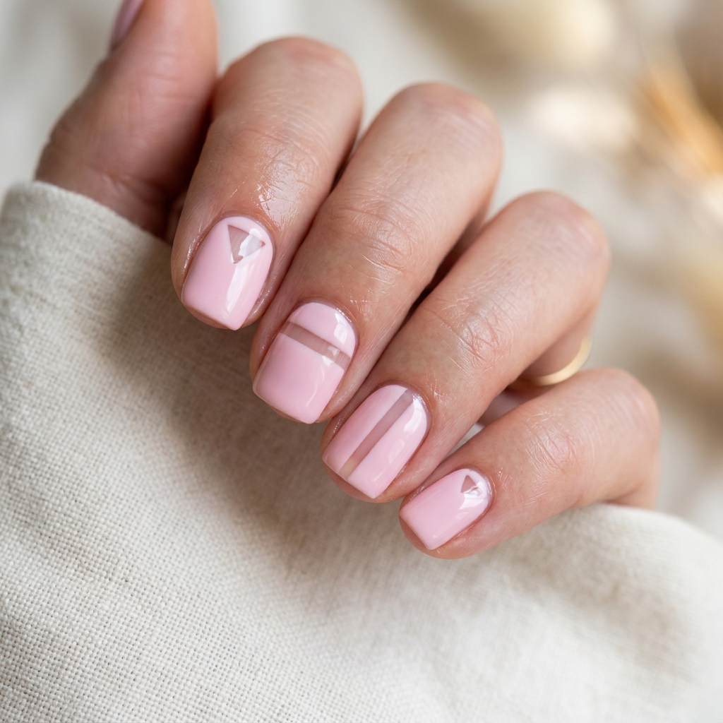 Baby Pink Negative Space Nails Ideas