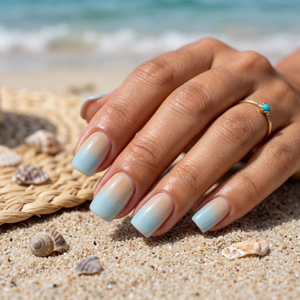 Vacation Nails Ideas: 30 Fun and Breezy Ways to Style Your Manicure 3 Beachy Ombre Vacation Nails Idea
