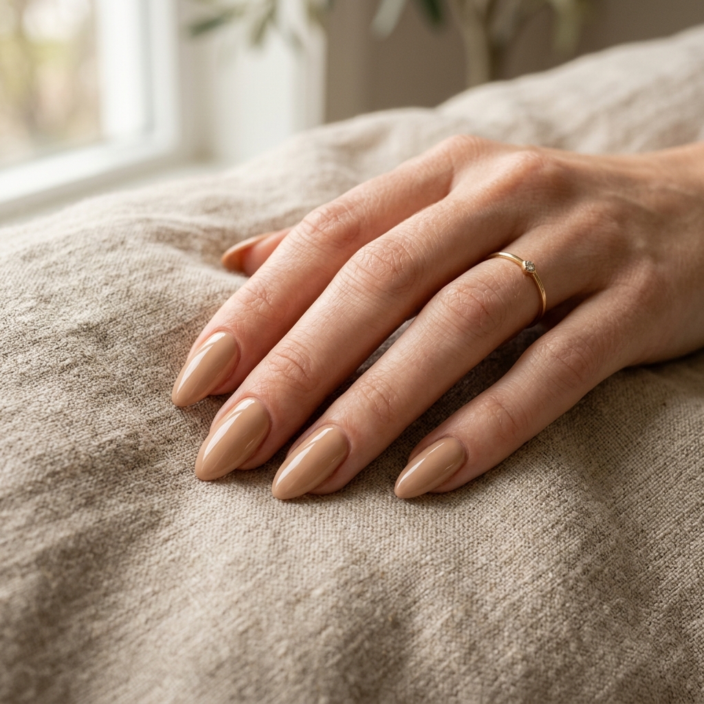 30 Simple Almond Nails Ideas That Never Go Out of Style 16 Beige Simple Almond Nails Ide