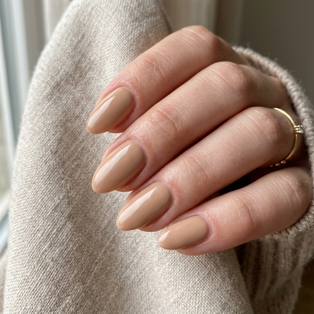 Short Almond Nails Ideas: 30 Elegant Ways to Style a Practical Shape 20 Beige Short Almond Nails Idea