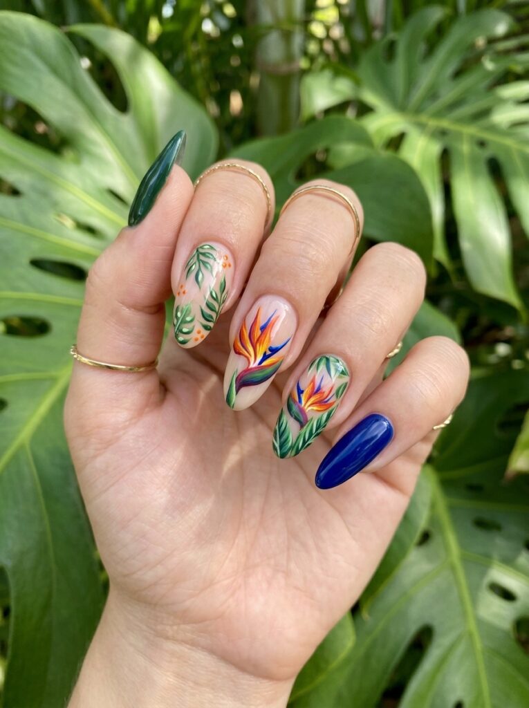 Hawaii Nails Ideas: 30 Ways to Bring Island Beauty to Your Fingertips 22 Bird of Paradise Nail Ideas