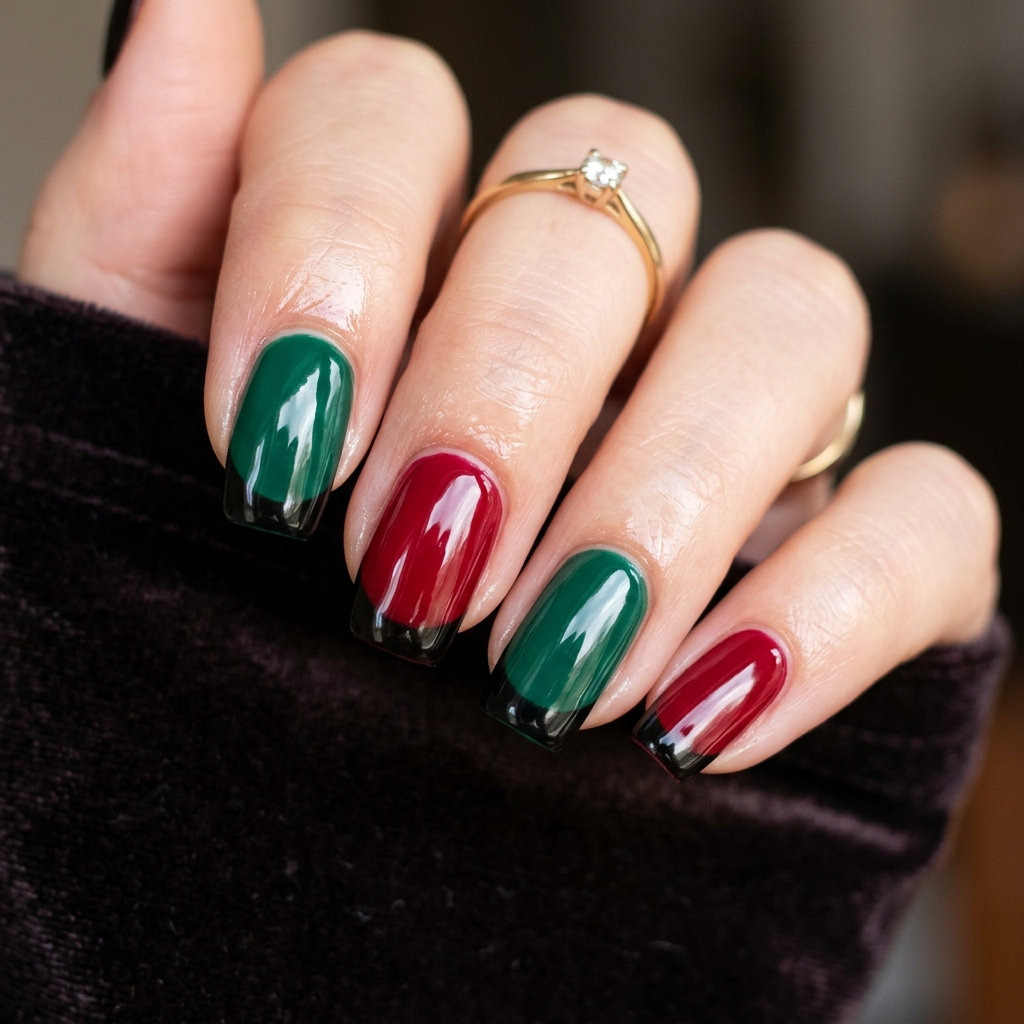 30 Black French Tip Nails 2026: The Coolest Way to Wear French Tips 22 Black French Tip Two Tone Nails Ideas