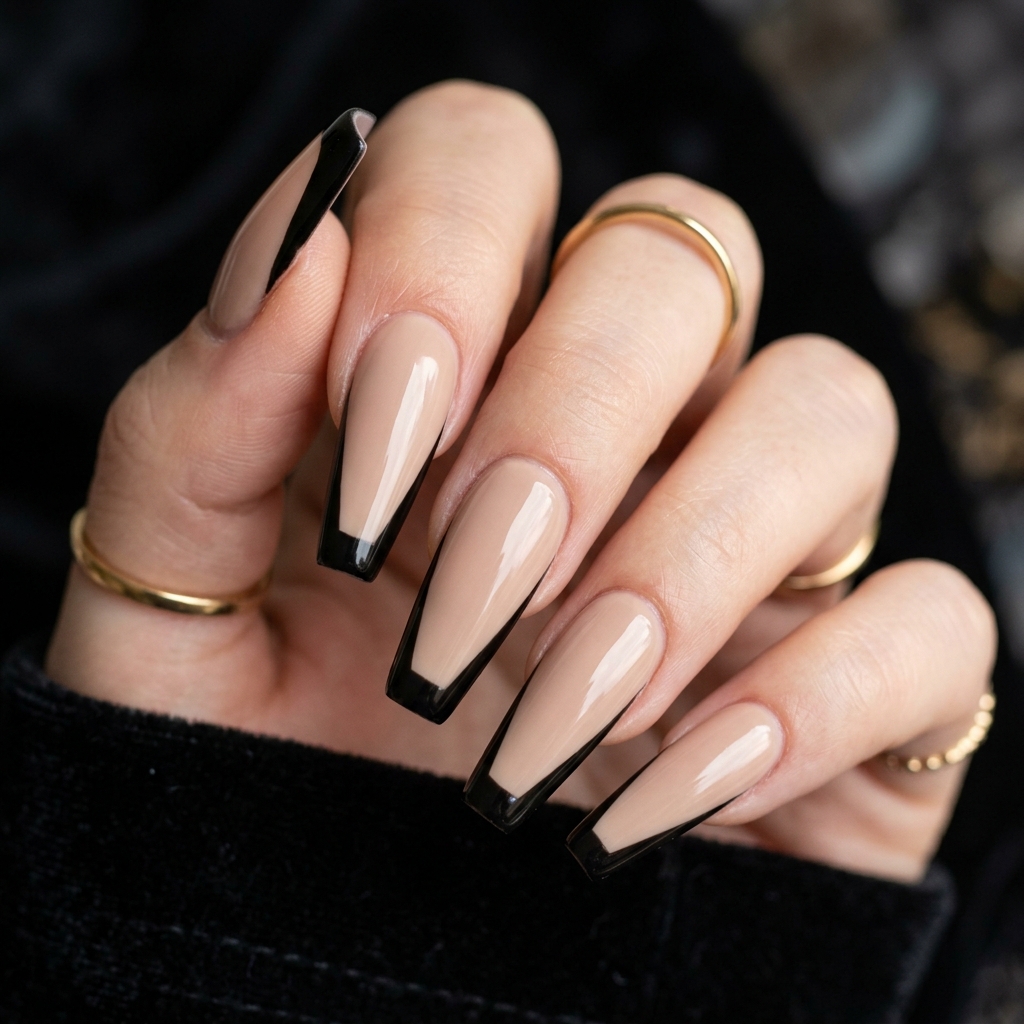 30 Black French Tip Nails 2026: The Coolest Way to Wear French Tips 8 Black Tip Coffin Nails Ideas