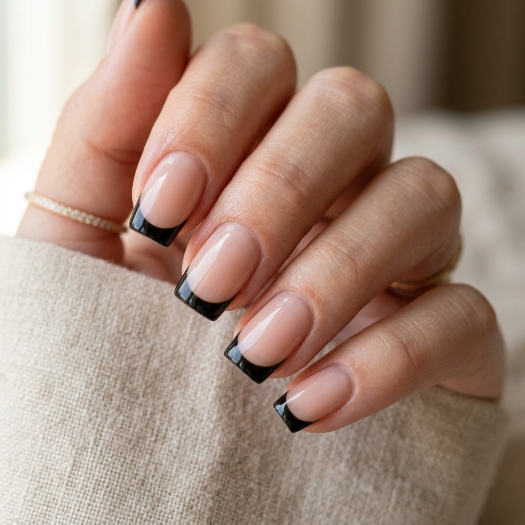 30 Black French Tip Nails 2026: The Coolest Way to Wear French Tips 23 Black Tip Squoval Nails Ideas