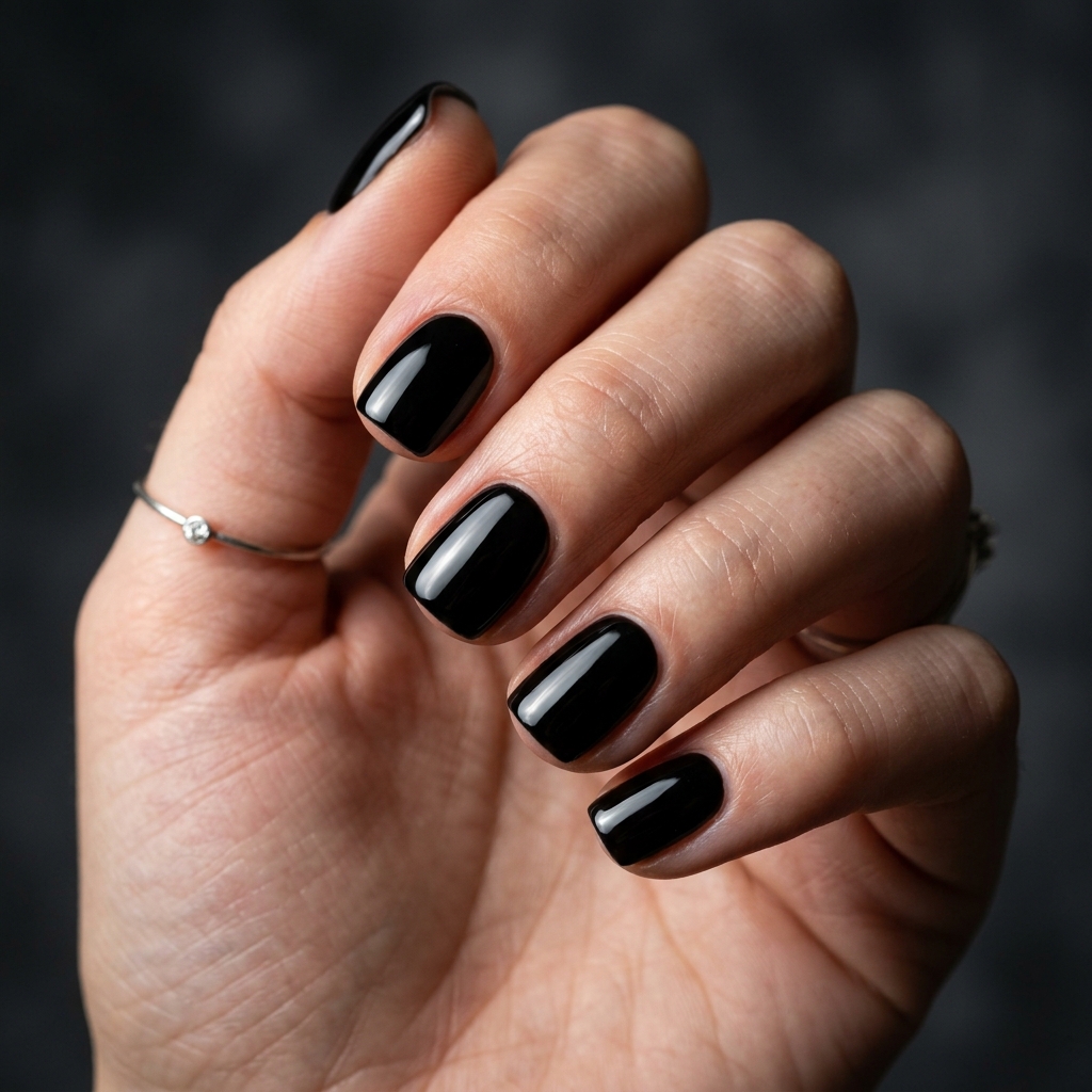 Black Short Gel Nail Ideas