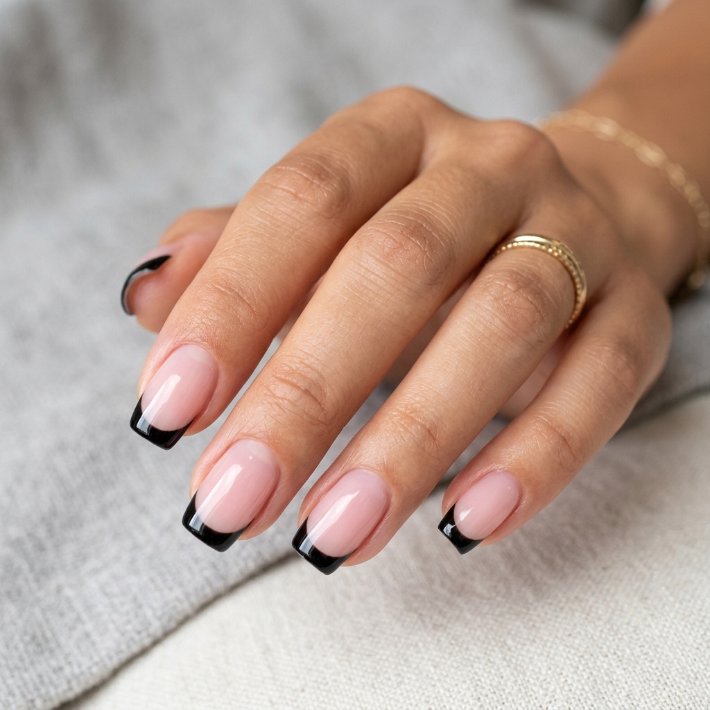 30 Black French Tip Nails 2026: The Coolest Way to Wear French Tips 2 Classic Black Tip Nails Ideas
