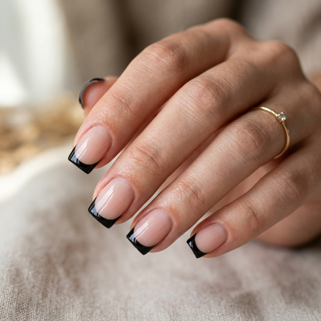 30 Black French Tip Nails 2026: The Coolest Way to Wear French Tips 13 Black Tip Square Nails Ideas