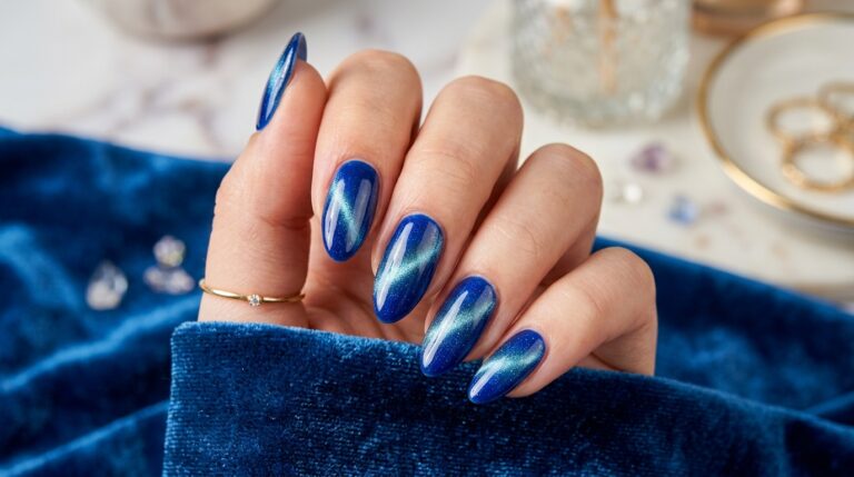 blue cat eye nails